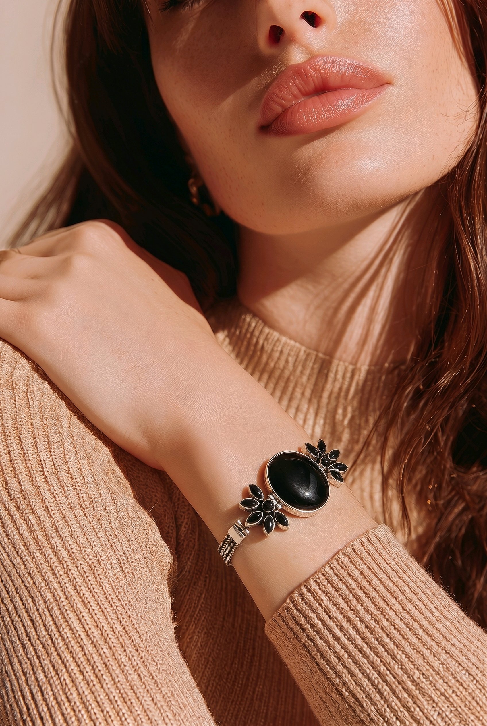 Black Onyx Floral Bracelet — Club925 Archive product photograph