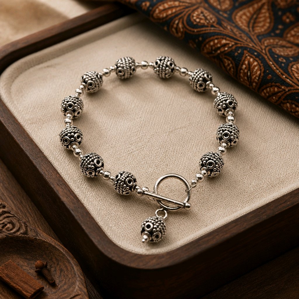 Bali Filigree Bead Bracelet • 22g Toggle — Club925 Archive product photograph