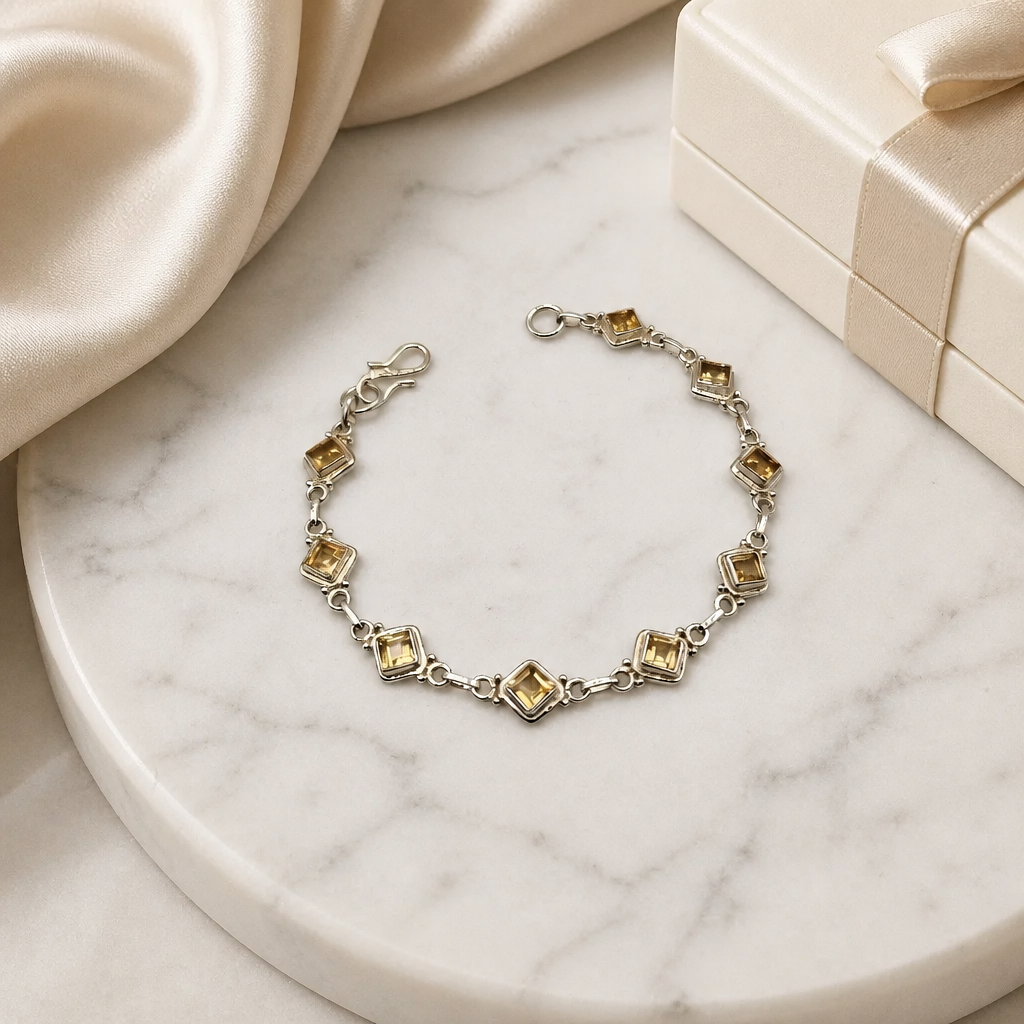 Citrine Bracelet • Square Princess Cut Line — Club925 Archive product photograph