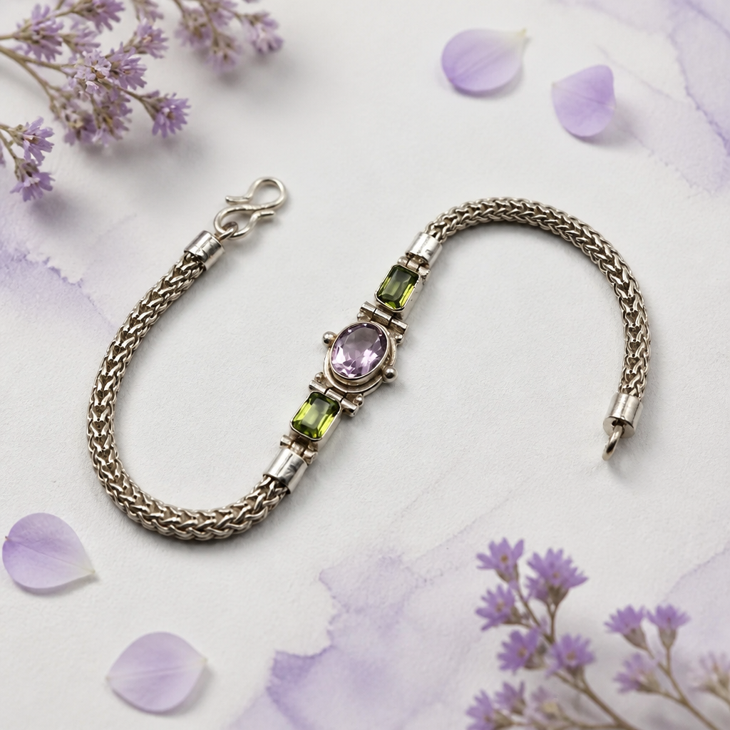 Amethyst & Peridot Wheat Bracelet (damaged) — Club925 Archive product photograph