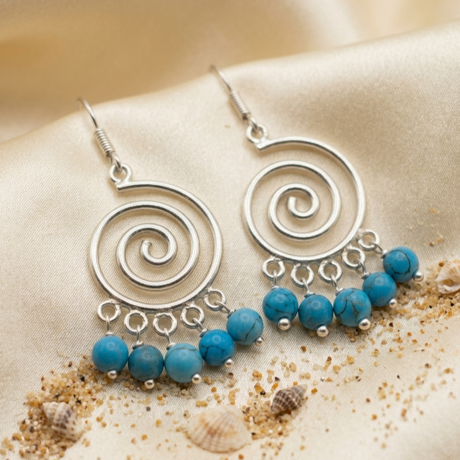 Turquoise Spiral Earrings — Club925 Archive product photograph