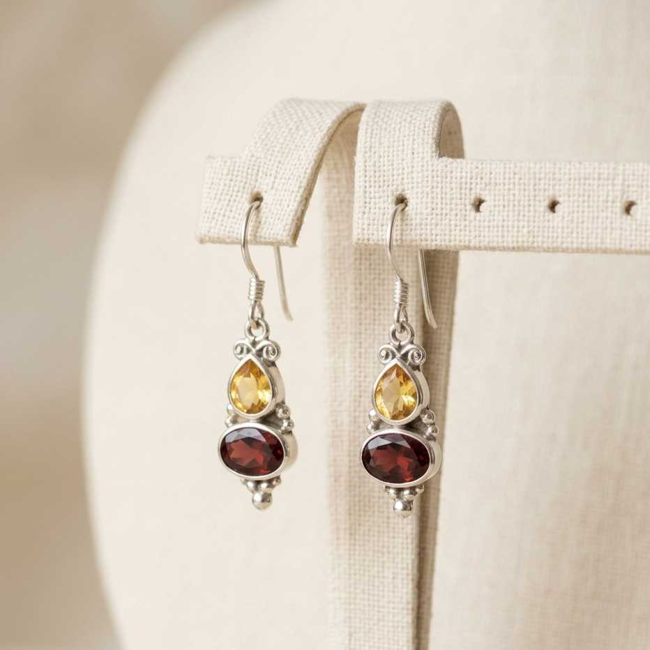 Garnet & Citrine Earrings — Club925 Archive product photograph