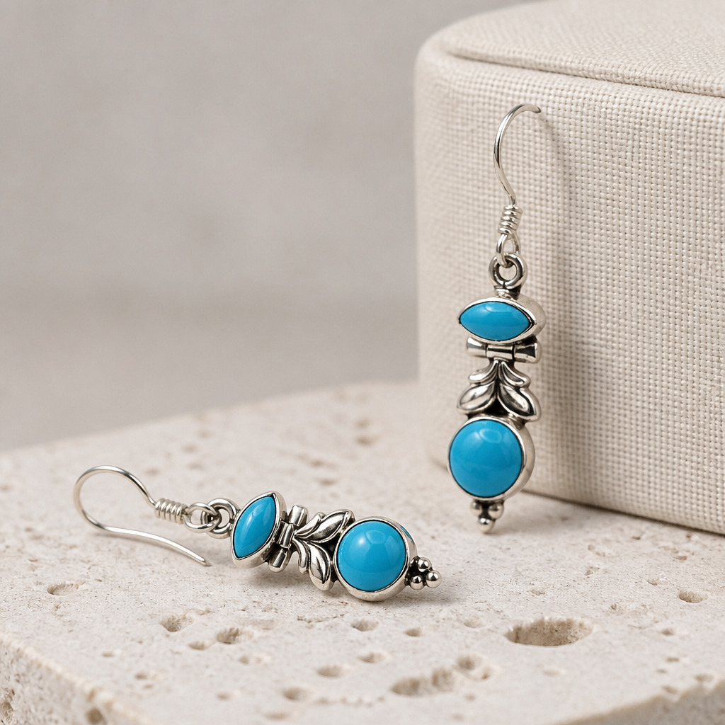 Lotus-Leaf Turquoise Earrings — Club925 Archive product photograph