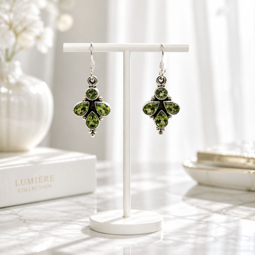 Peridot Cluster Drop Earrings — Club925 Archive product photograph