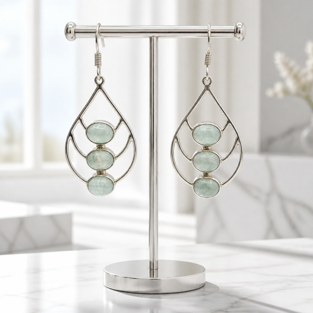 3-Stone Larimar Earrings — Club925 Archive product photograph