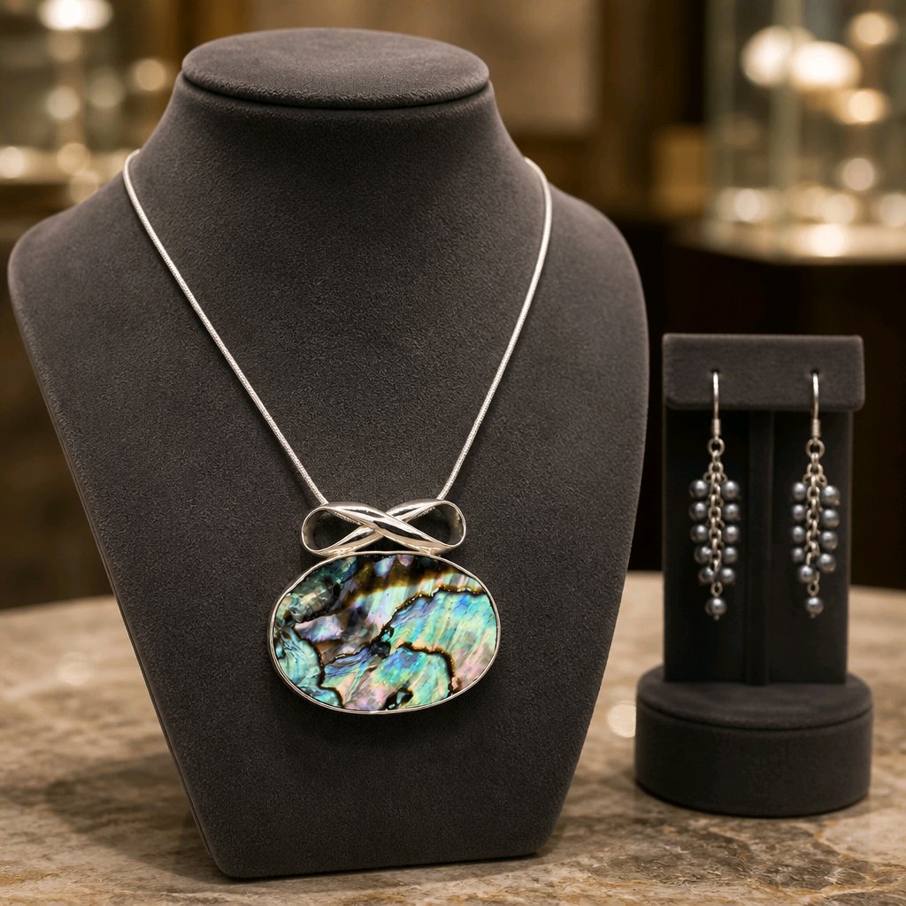 Abalone Paua Shell & Black Pearl Jewelry Set — Club925 Archive product photograph