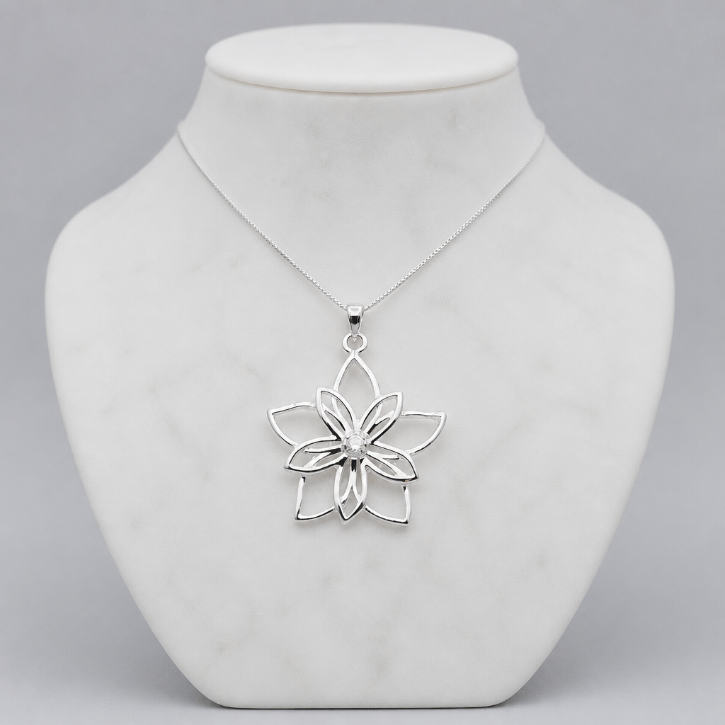 Silver Flower Pendant With Chain — Club925 Archive product photograph