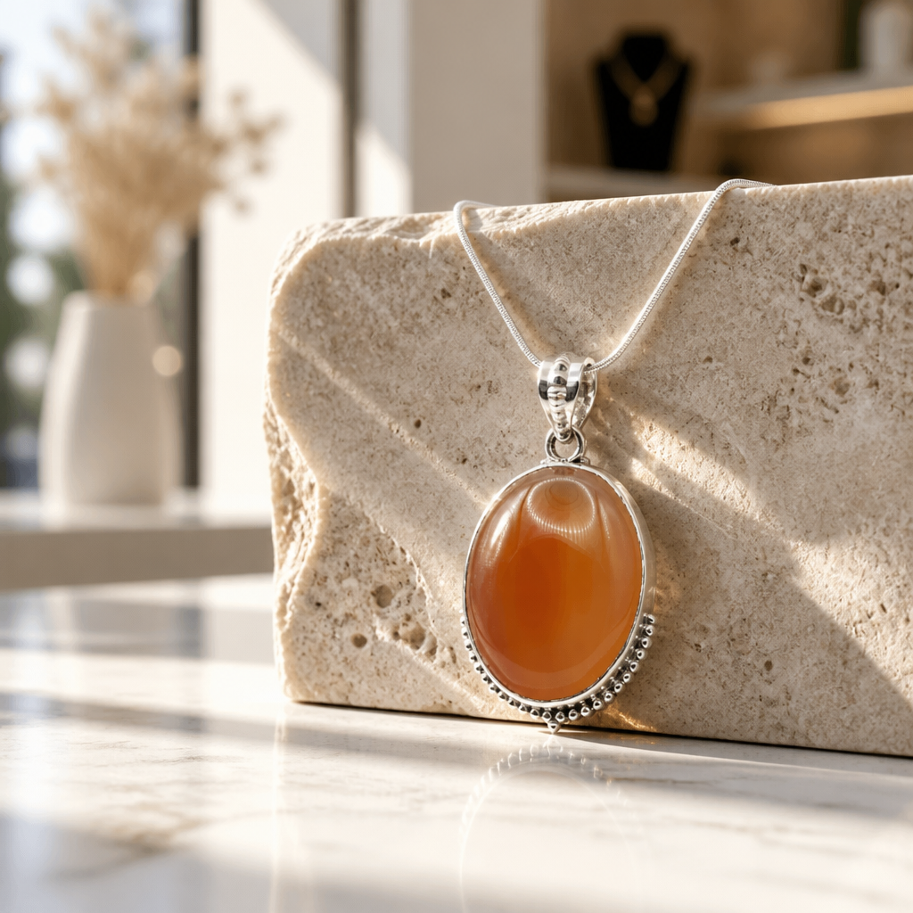 Carnelian Sunshine Pendant + Chain — Club925 Archive product photograph