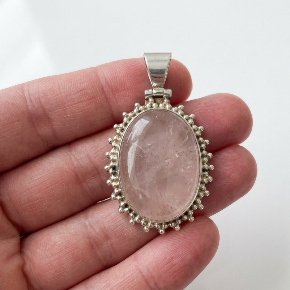 Rose Quartz Sunburst Pendant — Club925 Archive product photograph