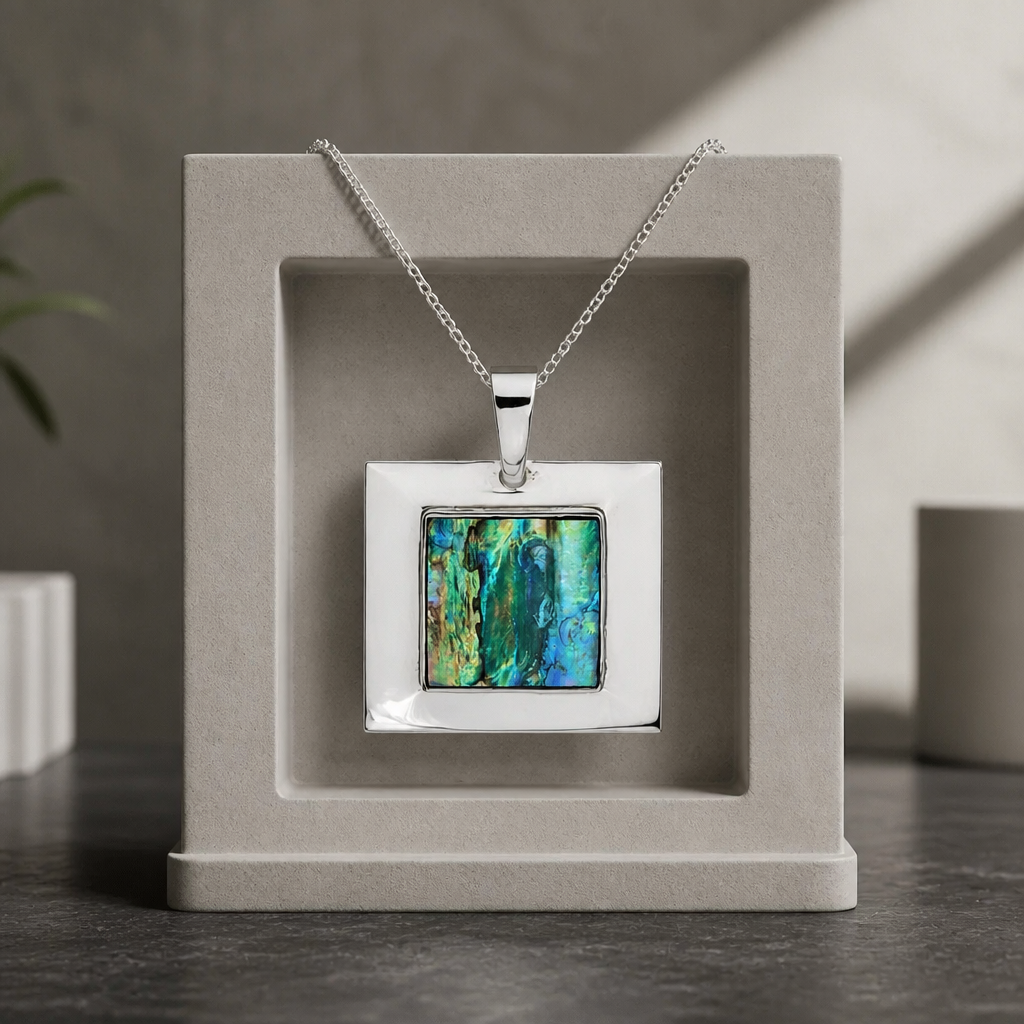 Abalone Pendant • Modernist Square Frame — Club925 Archive product photograph