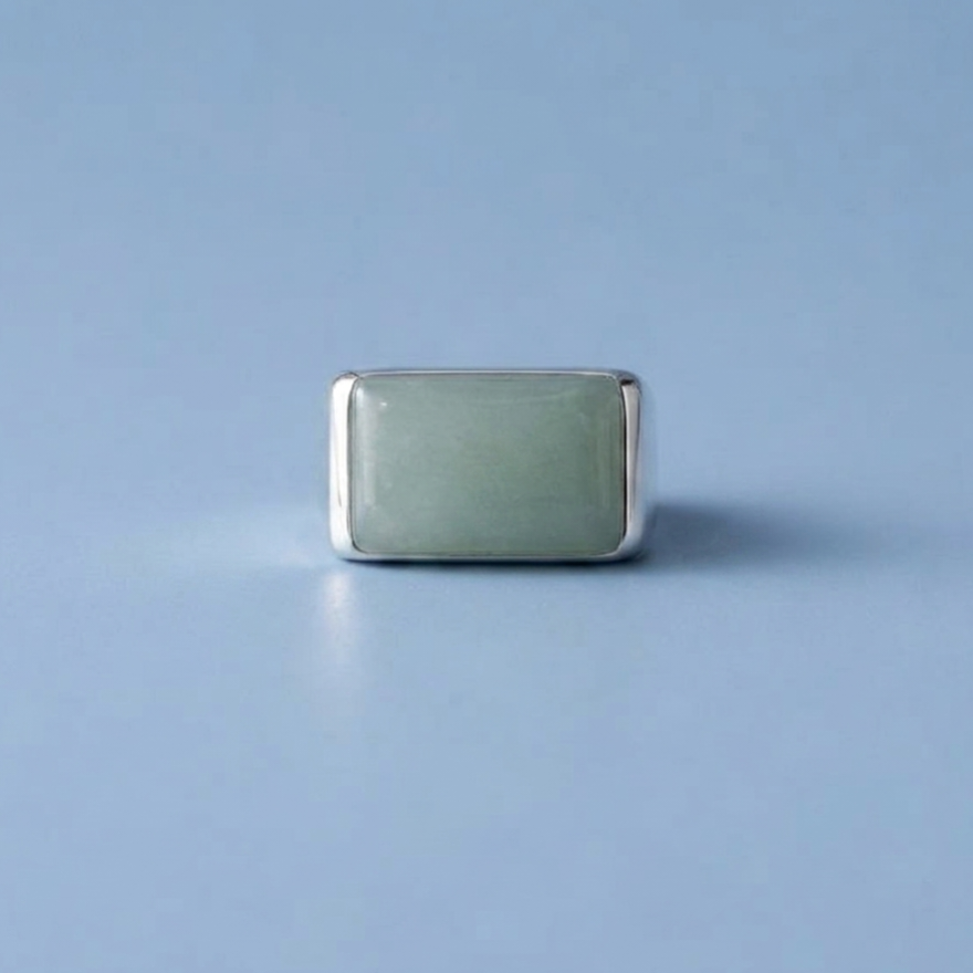 Blue Chalcedony Set • Rectangular Signet Ring and Studs — Club925 Archive product photograph