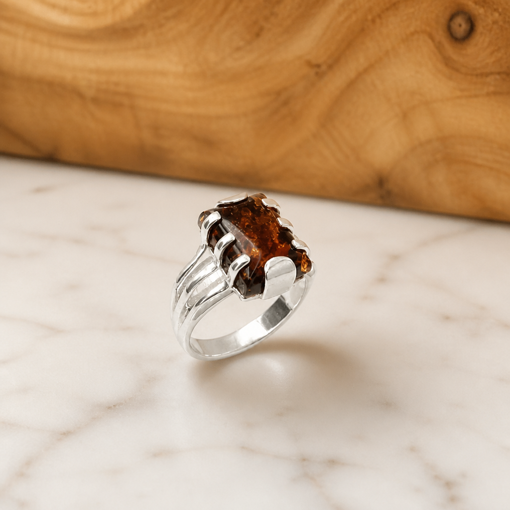 Rectangular Amber Ring — Club925 Archive product photograph