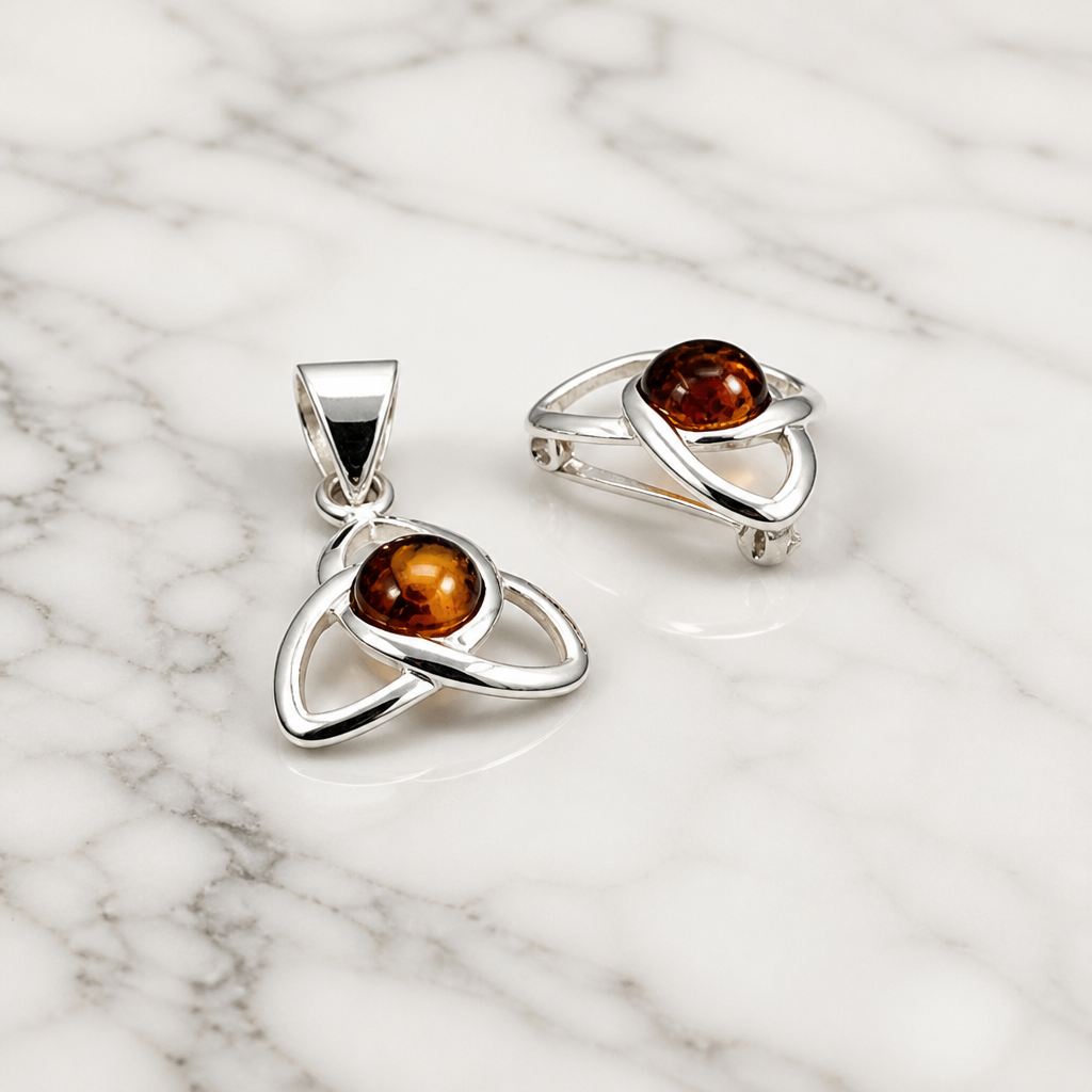 Celtic Knot Amber Brooch & Pendant — Club925 Archive product photograph